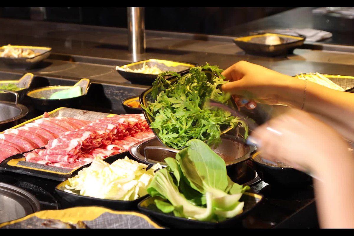 Shabu shabu beef in broth